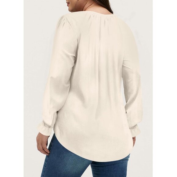 Women Plus Size Fall Tops Floral V Neck Long Sleeve Boho Blouse Shirts - Picture 2 of 3